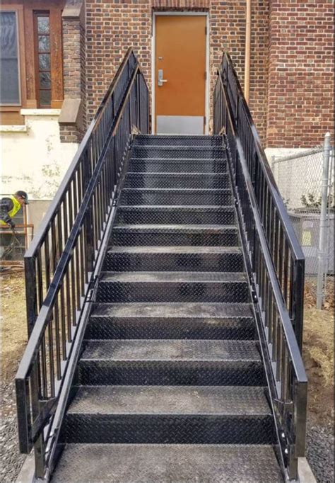 metal stairs fabrication near me|prefabricated exterior metal stairs.